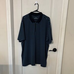 Brooks Brothers Men's Polo Shirt - Black and Blue Stripes
